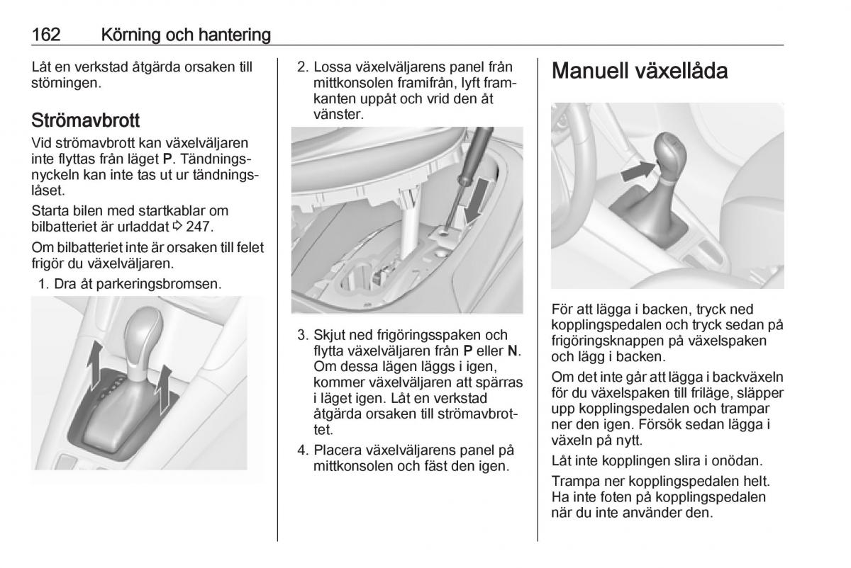 Opel Zafira C FL instruktionsbok / page 164