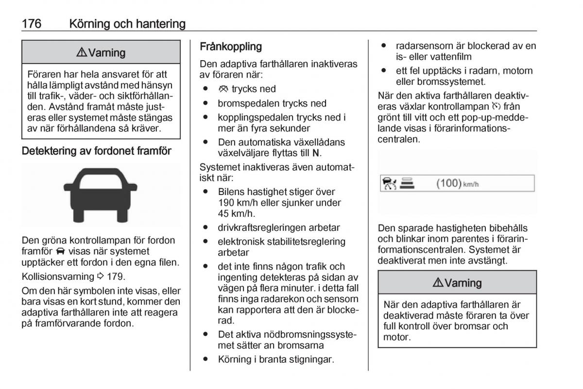 Opel Zafira C FL instruktionsbok / page 178