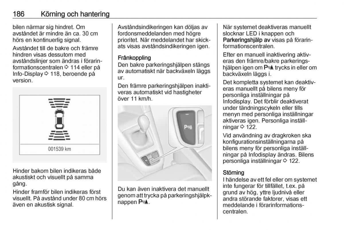 Opel Zafira C FL instruktionsbok / page 188