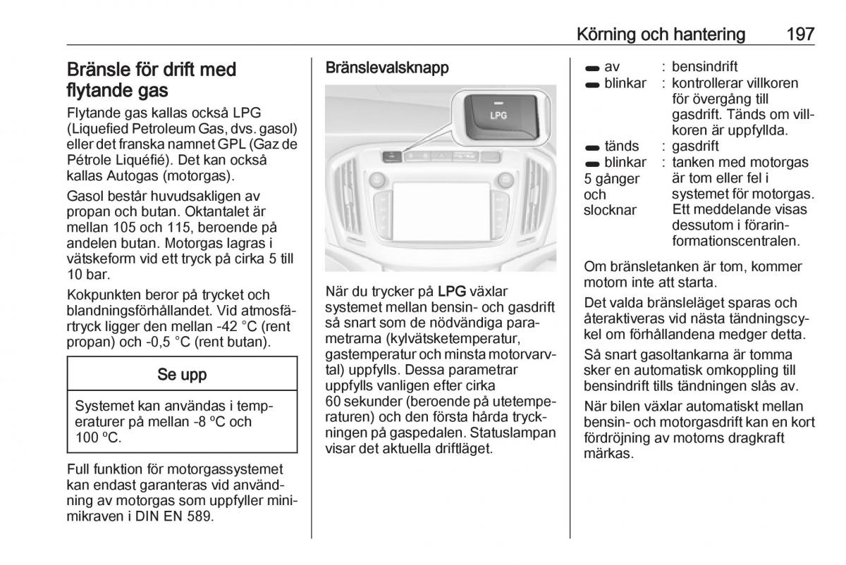 Opel Zafira C FL instruktionsbok / page 199