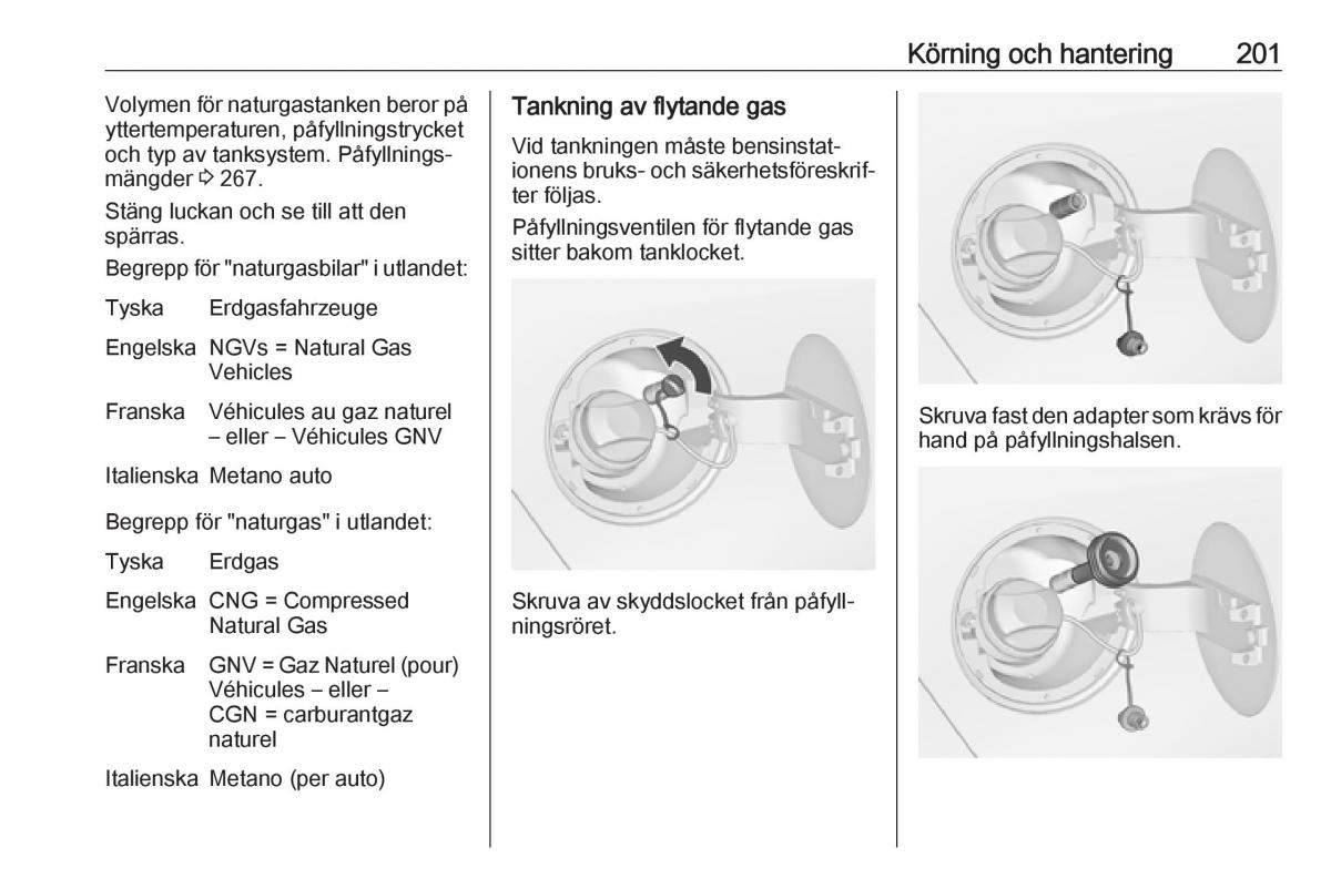 Opel Zafira C FL instruktionsbok / page 203