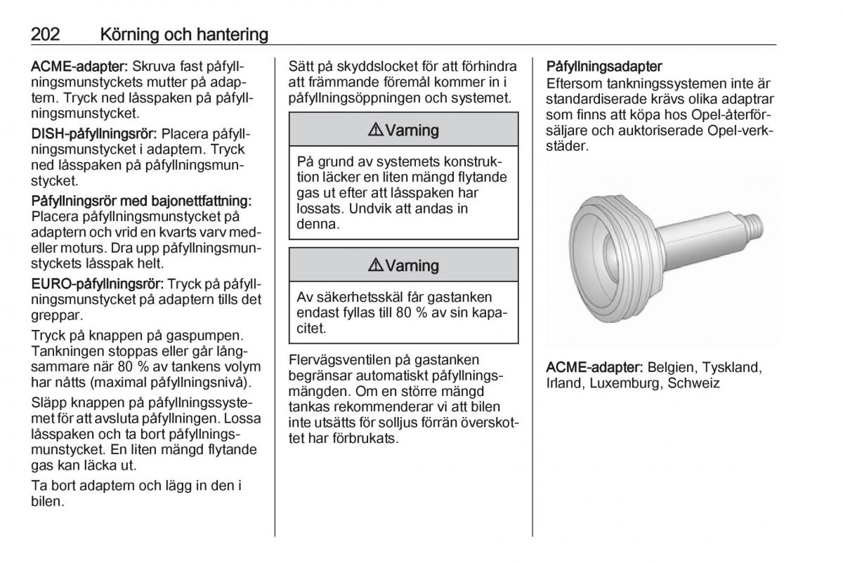 Opel Zafira C FL instruktionsbok / page 204