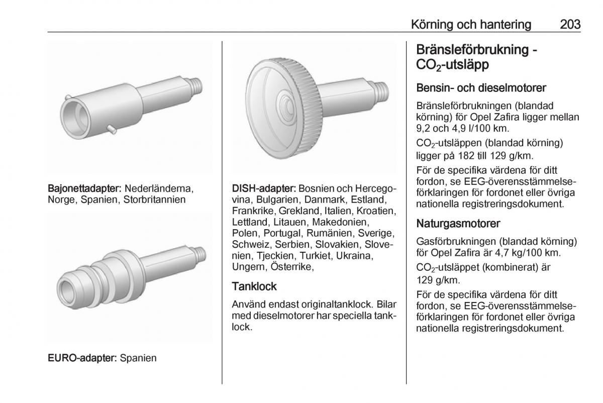 Opel Zafira C FL instruktionsbok / page 205