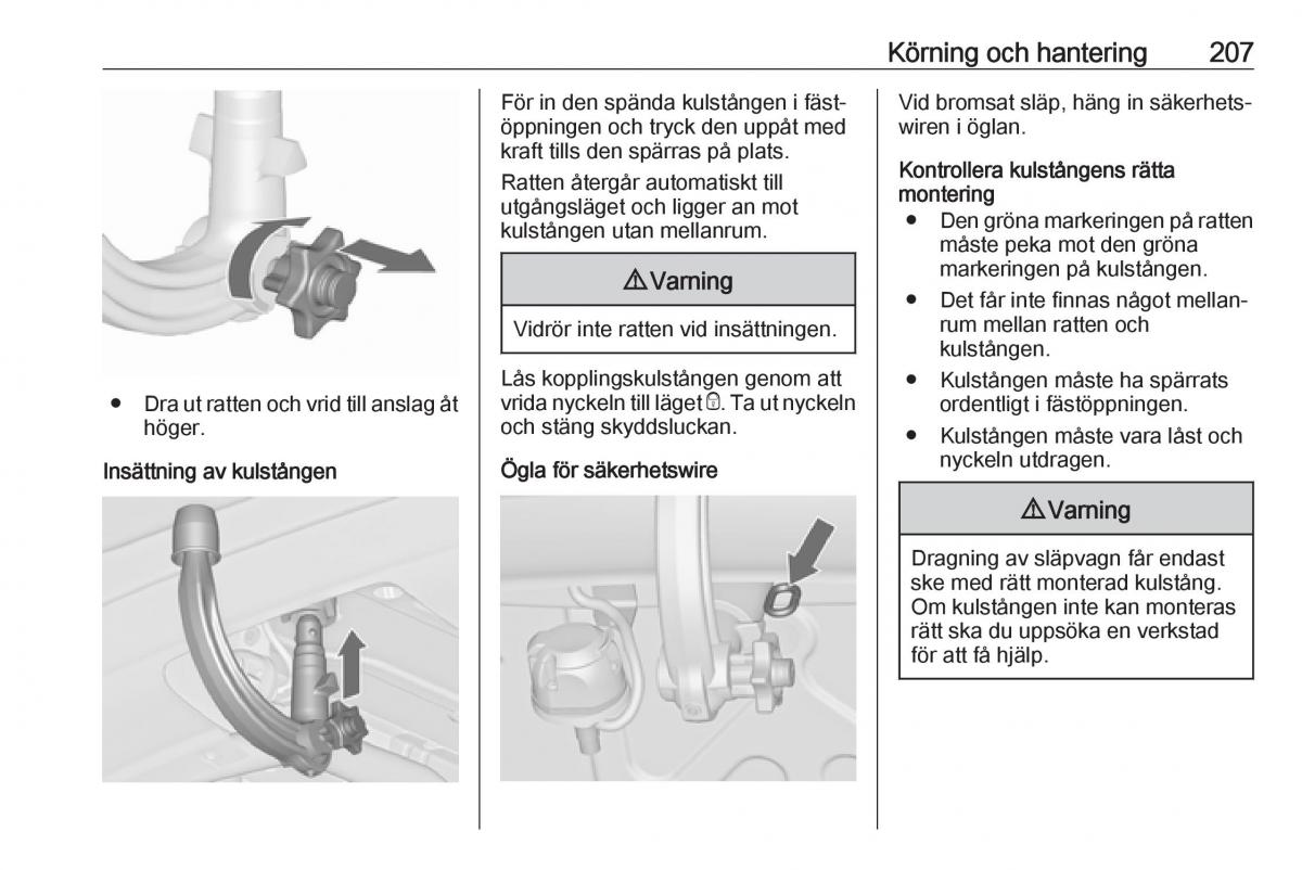 Opel Zafira C FL instruktionsbok / page 209