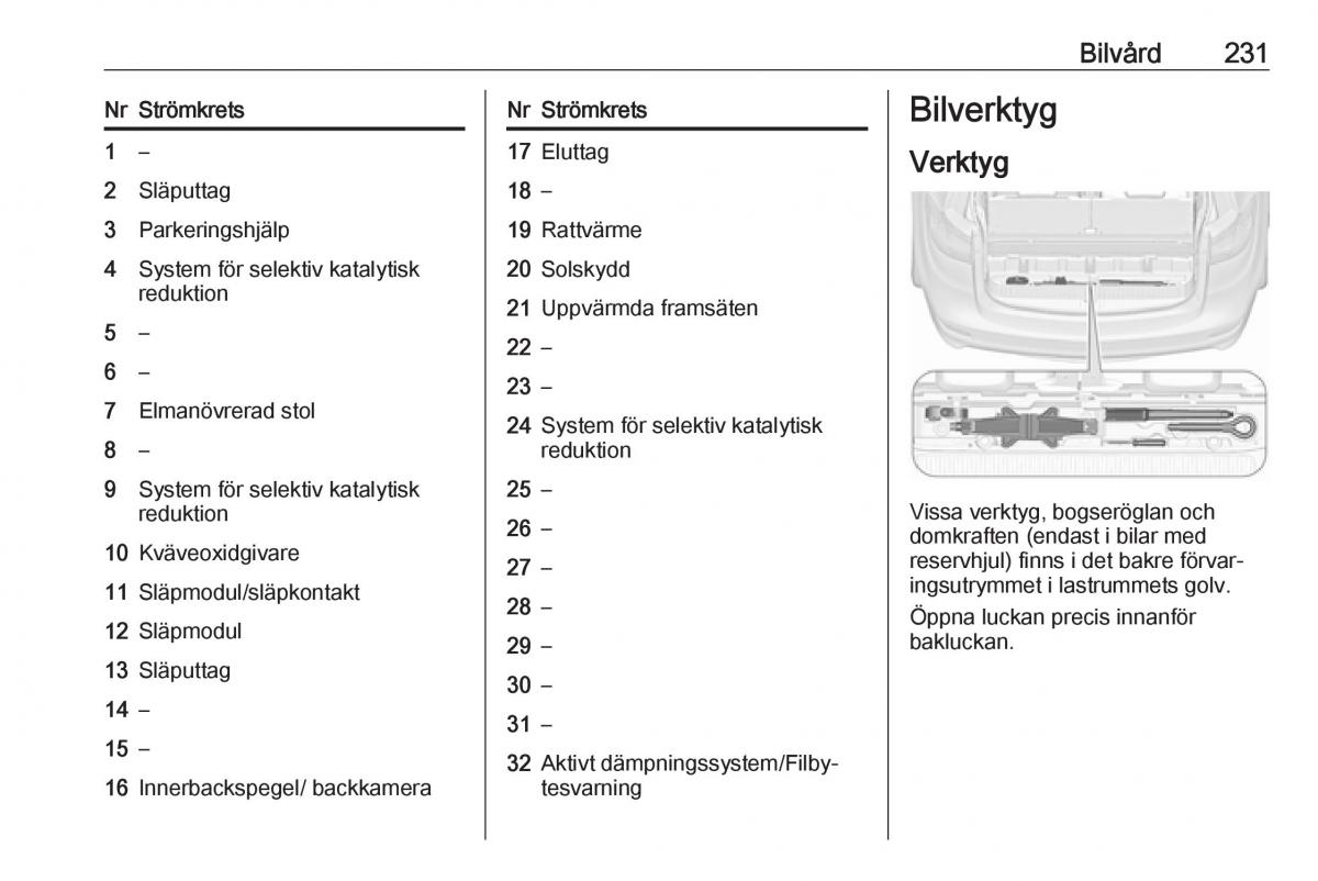 Opel Zafira C FL instruktionsbok / page 233