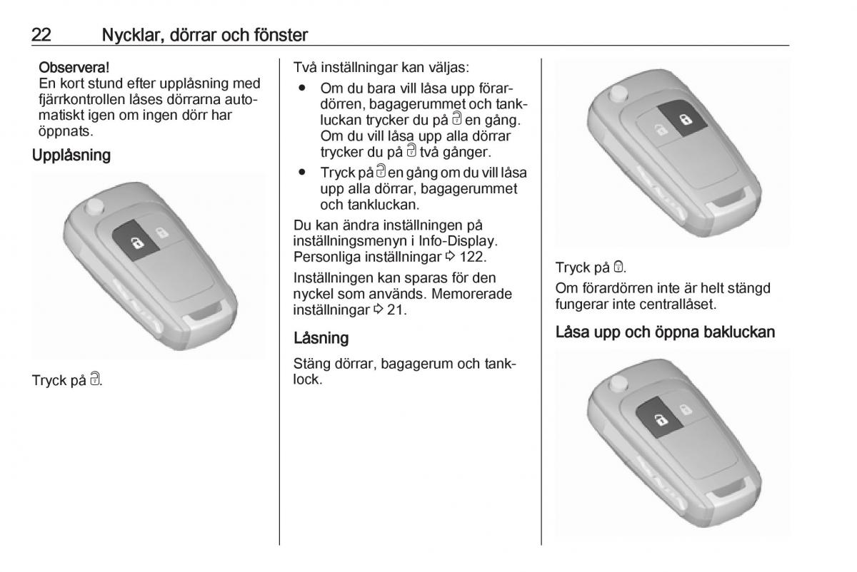 Opel Zafira C FL instruktionsbok / page 24