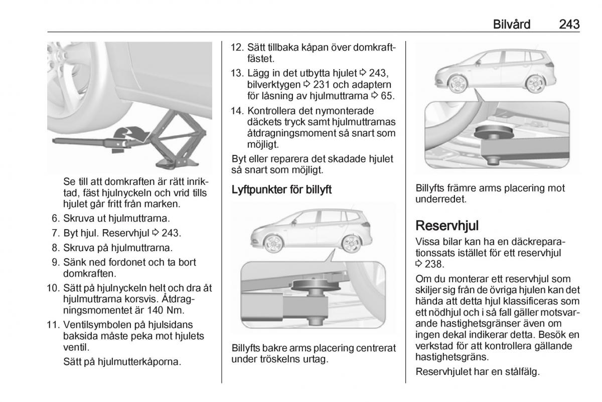 Opel Zafira C FL instruktionsbok / page 245