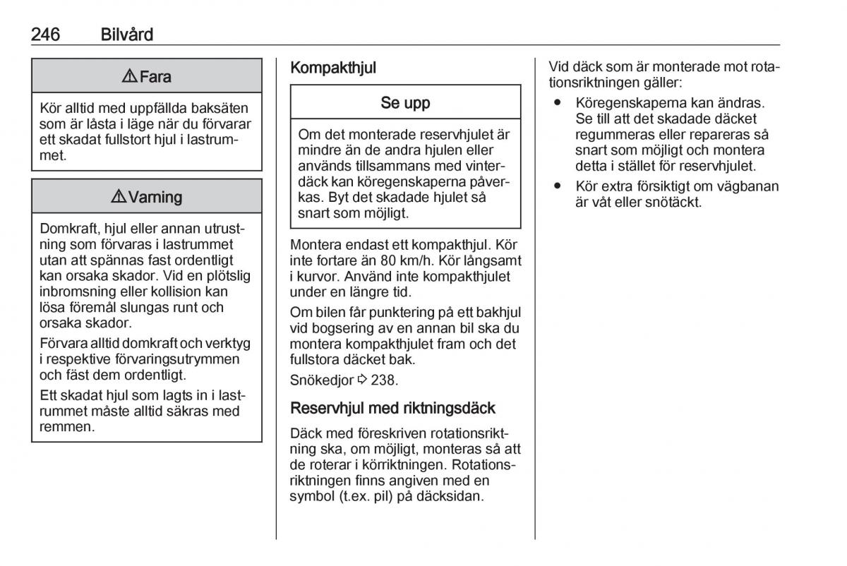 Opel Zafira C FL instruktionsbok / page 248
