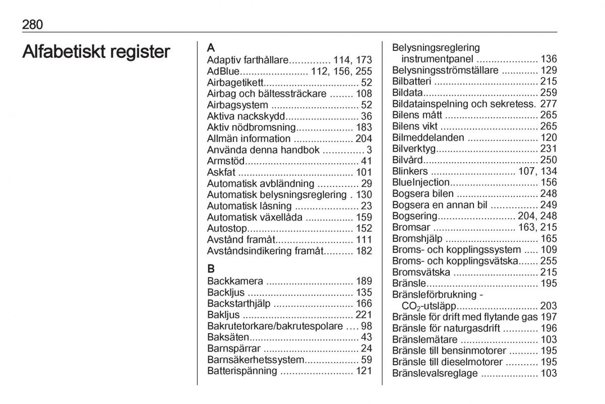 Opel Zafira C FL instruktionsbok / page 282