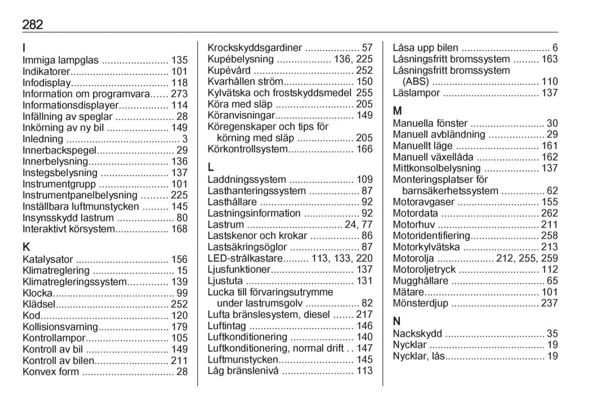 manual  Opel Zafira C FL instruktionsbok / page 284