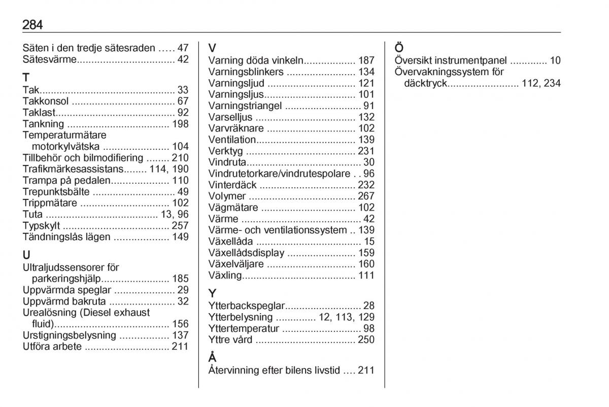 manual  Opel Zafira C FL instruktionsbok / page 286