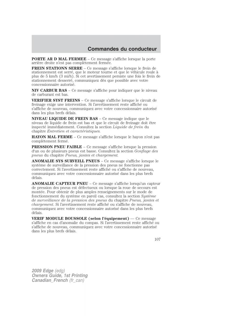 Forde Edge I manuel du proprietaire / page 107