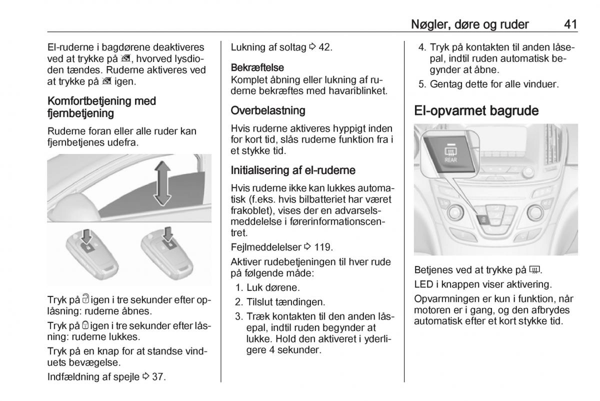 Opel Insignia A Bilens instruktionsbog / page 43