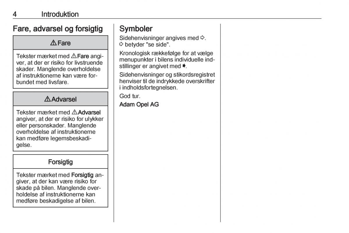 Opel Insignia A Bilens instruktionsbog / page 6