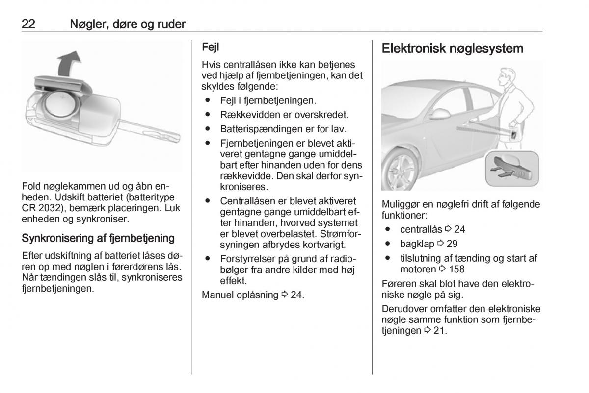 Opel Insignia A Bilens instruktionsbog / page 24