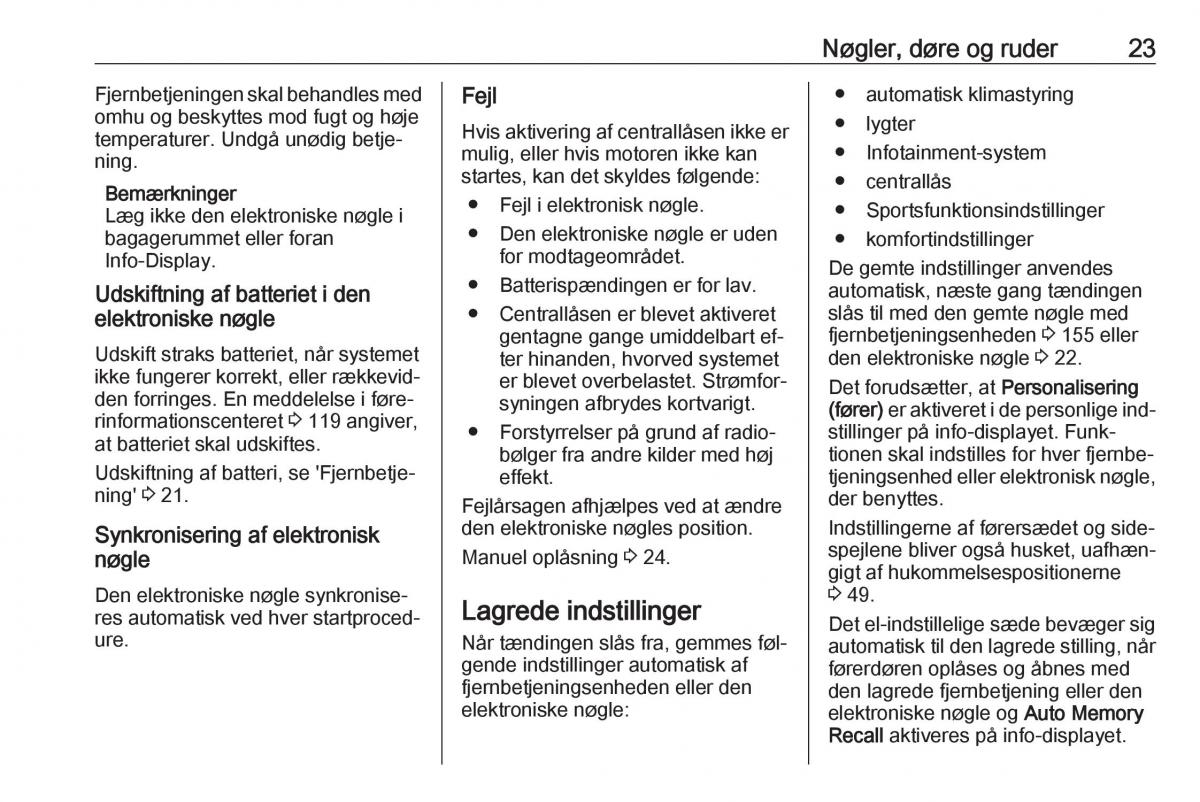 Opel Insignia A Bilens instruktionsbog / page 25