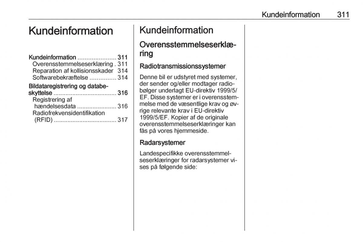 Opel Insignia A Bilens instruktionsbog / page 313