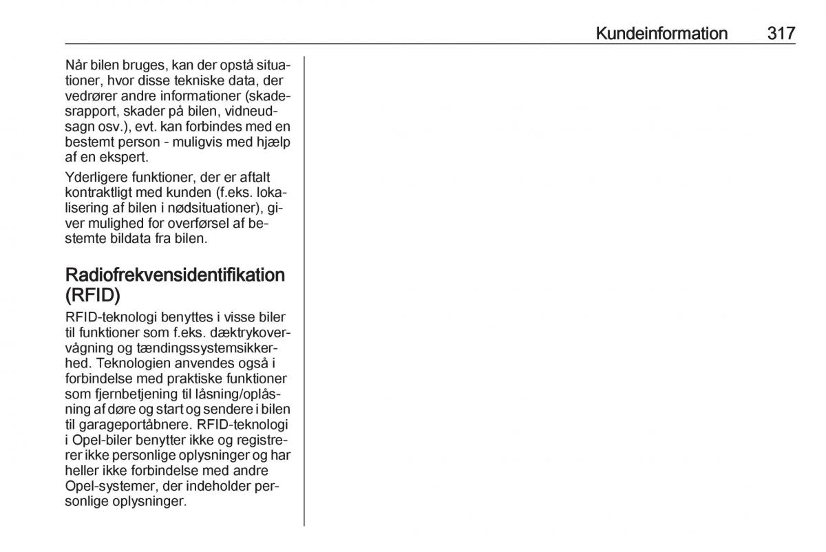 Opel Insignia A Bilens instruktionsbog / page 319