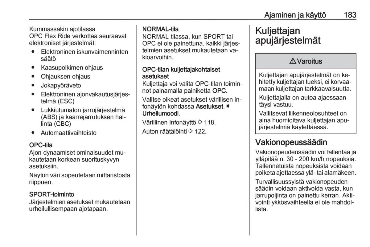 Opel Insignia A omistajan kasikirja / page 185