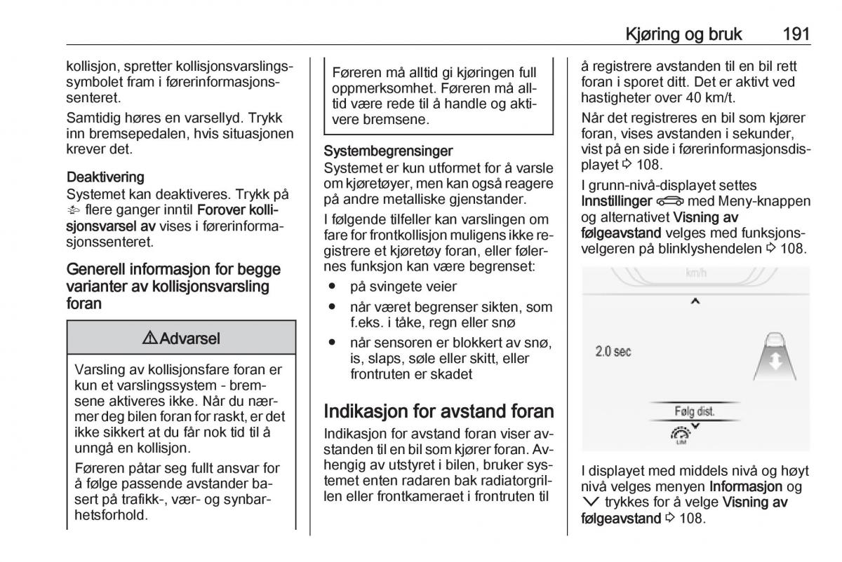 Opel Insignia A bruksanvisningen / page 193