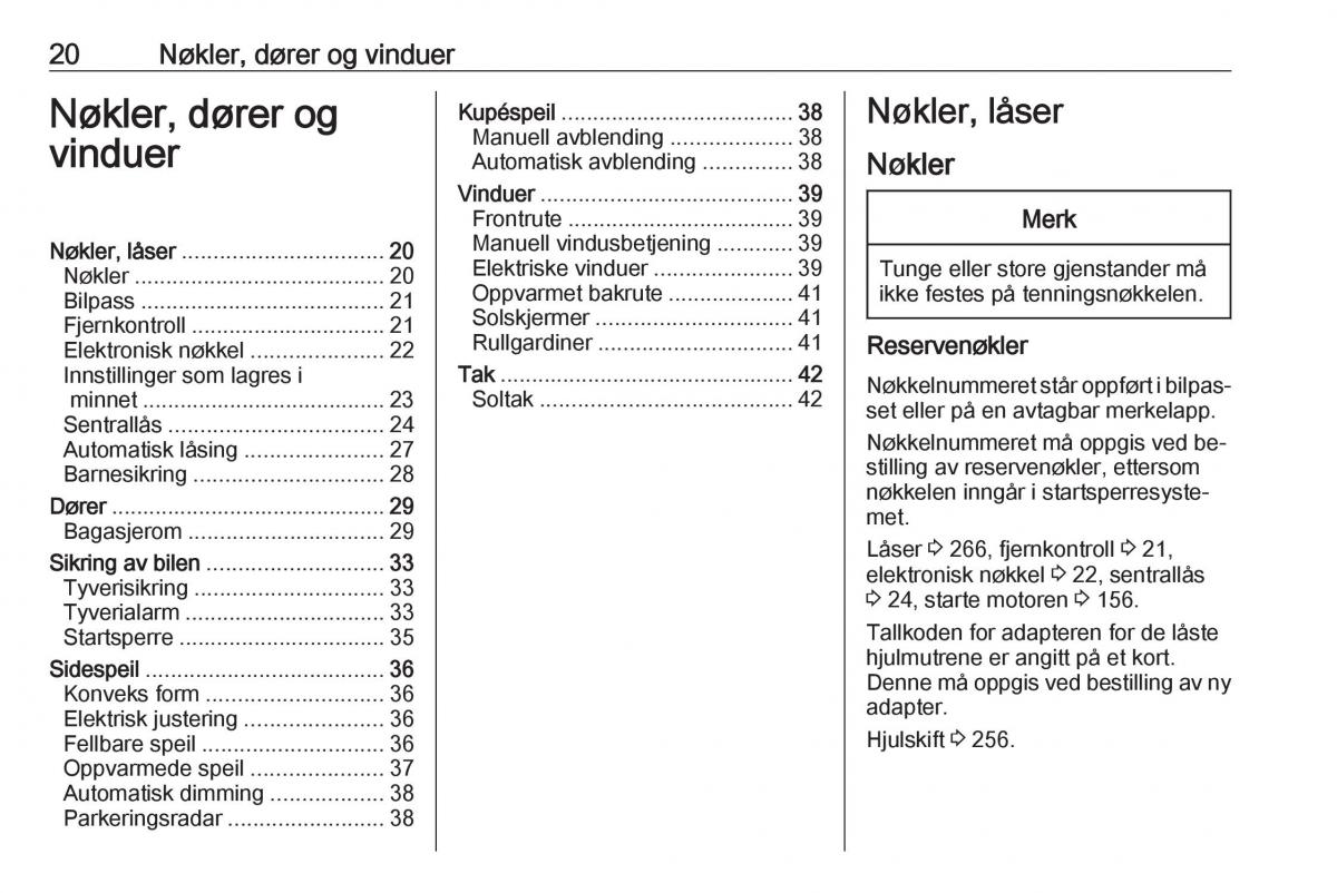 Opel Insignia A bruksanvisningen / page 22