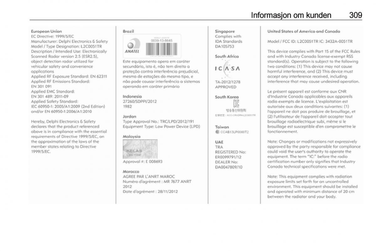 Opel Insignia A bruksanvisningen / page 311