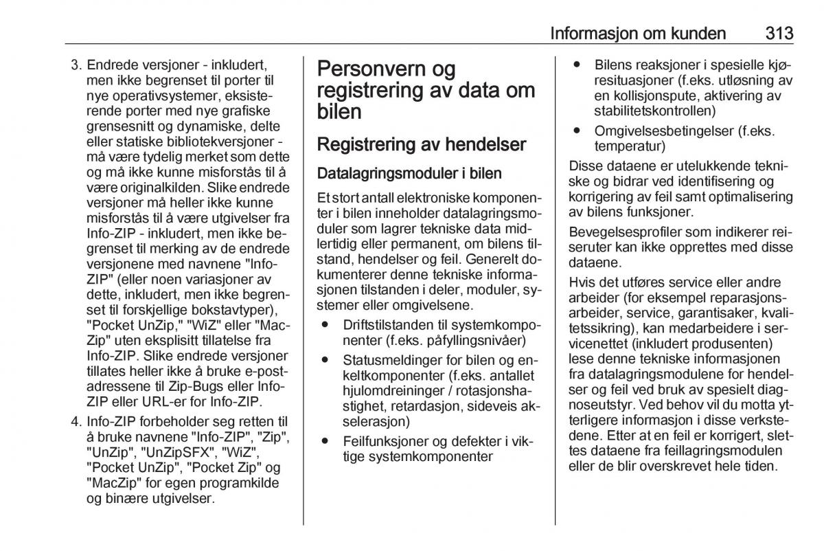 Opel Insignia A bruksanvisningen / page 315