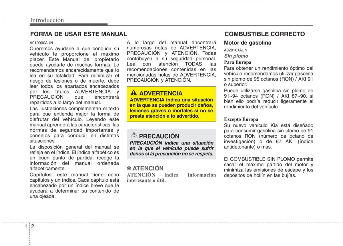 KIA Picanto I 1 manual del propietario / page 5