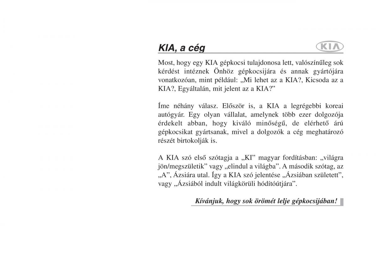 KIA Picanto I 1 Kezelesi utmutato / page 1