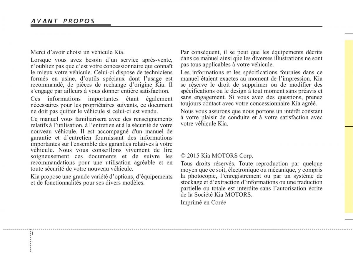 KIA Picanto II 2 manuel du proprietaire / page 2