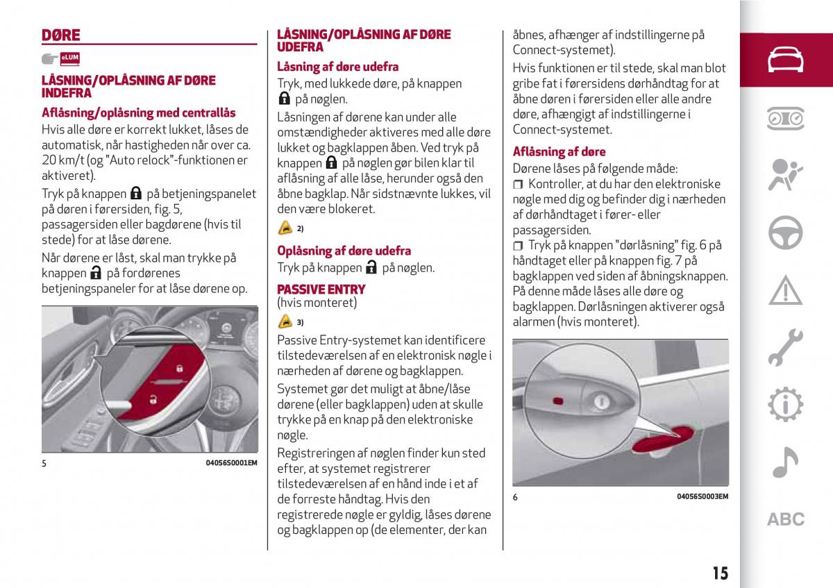 Alfa Romeo Giulia Bilens instruktionsbog / page 17