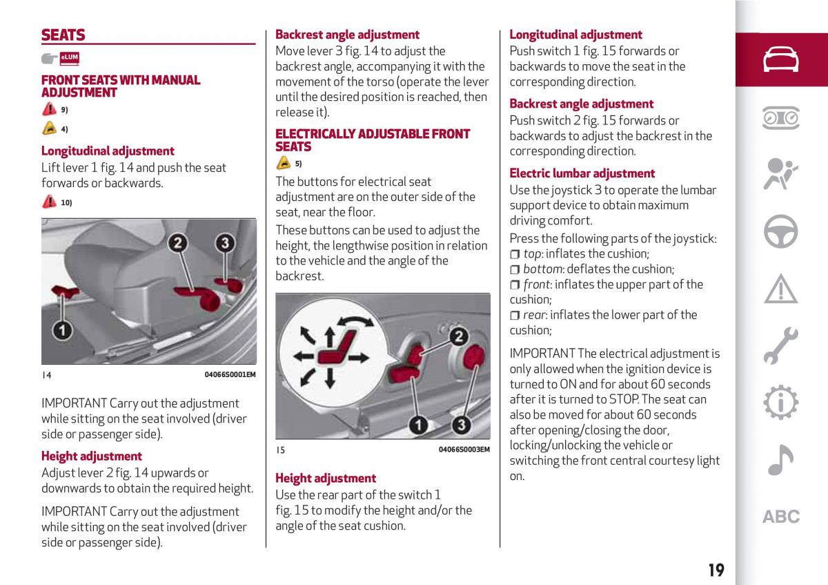 Alfa Romeo Giulia owners manual / page 21