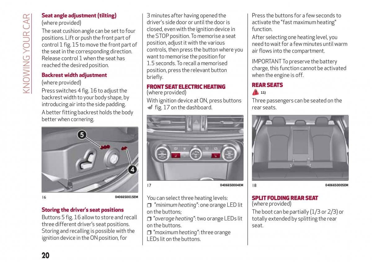 Alfa Romeo Giulia owners manual / page 22