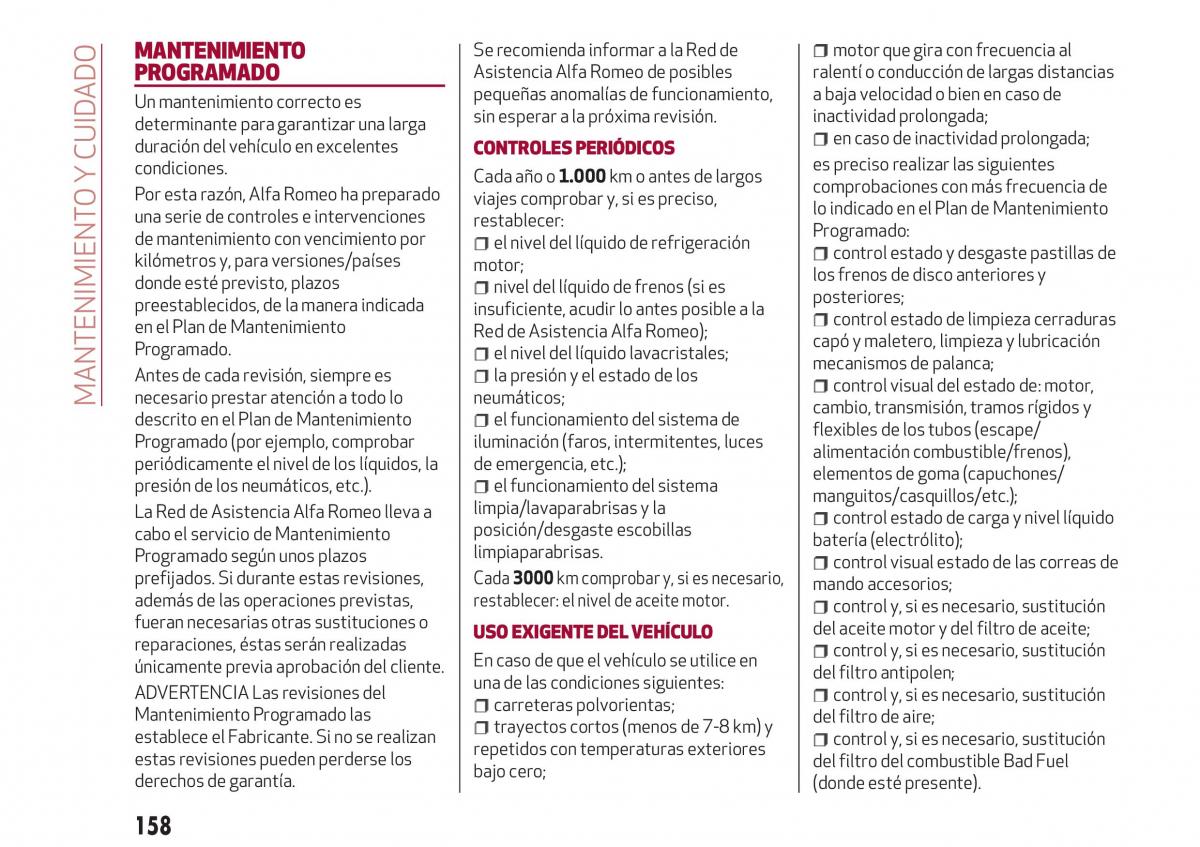 Alfa Romeo Giulia manual del propietario / page 160