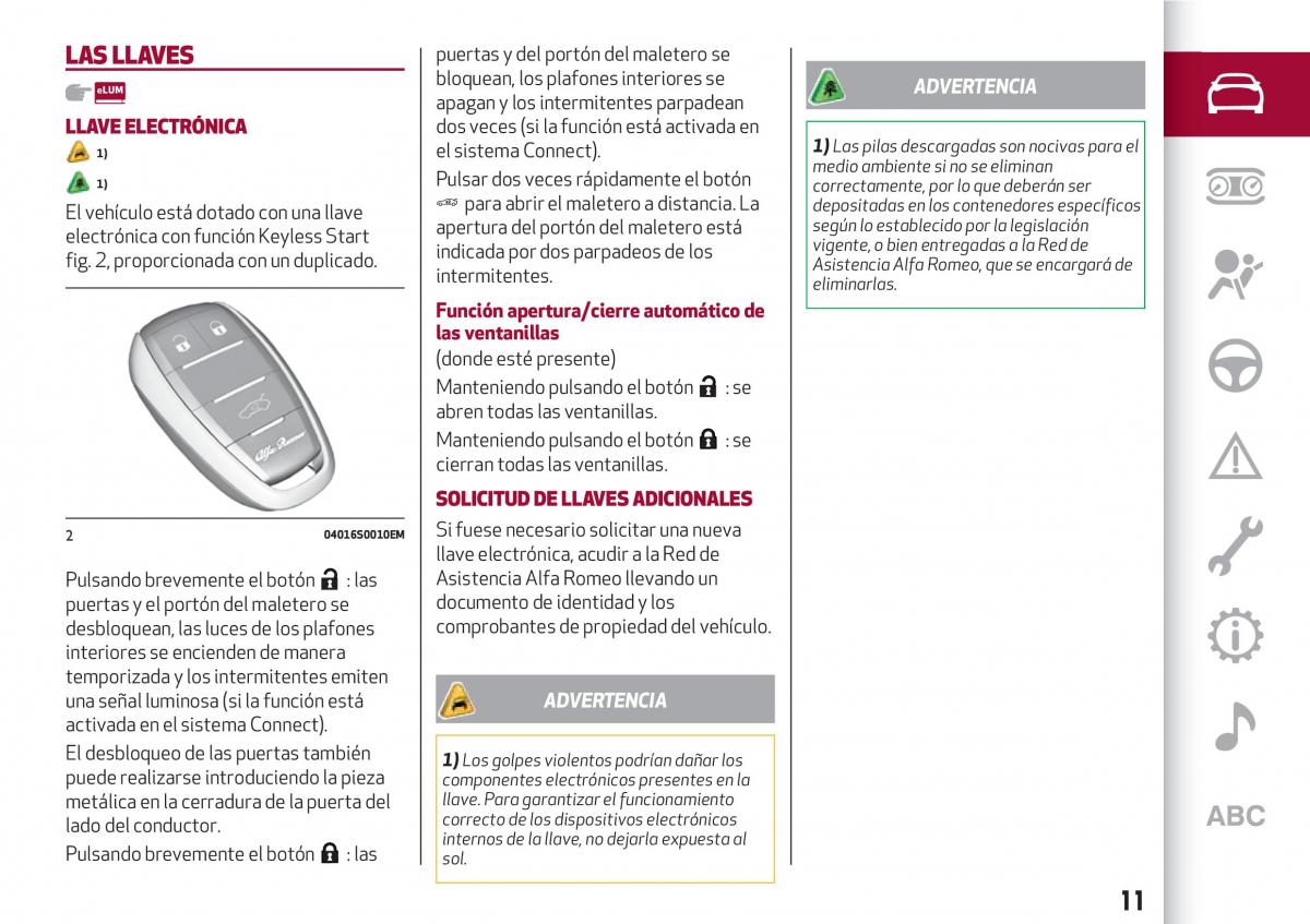 Alfa Romeo Giulia manual del propietario / page 13