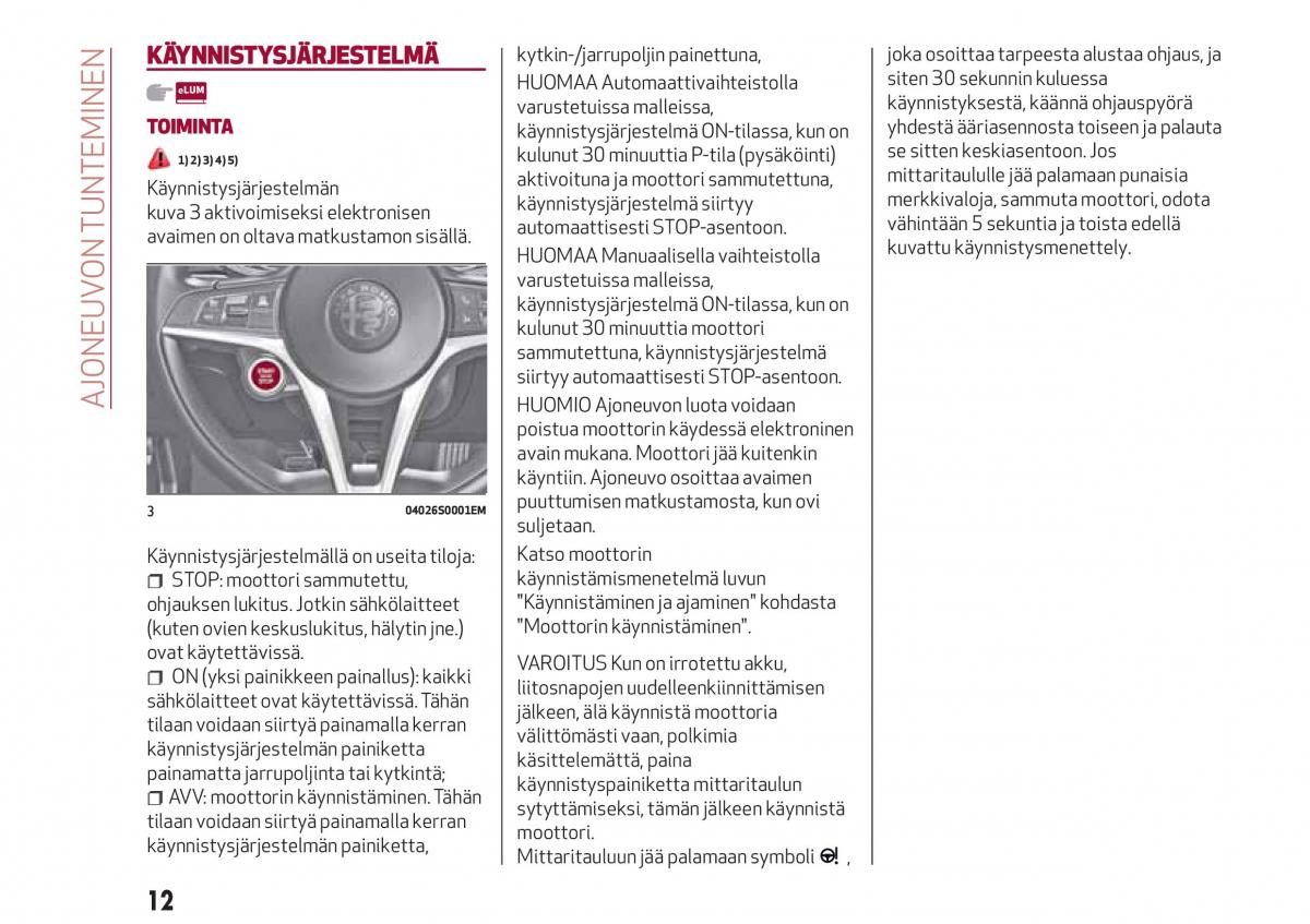 Alfa Romeo Giulia omistajan kasikirja / page 14