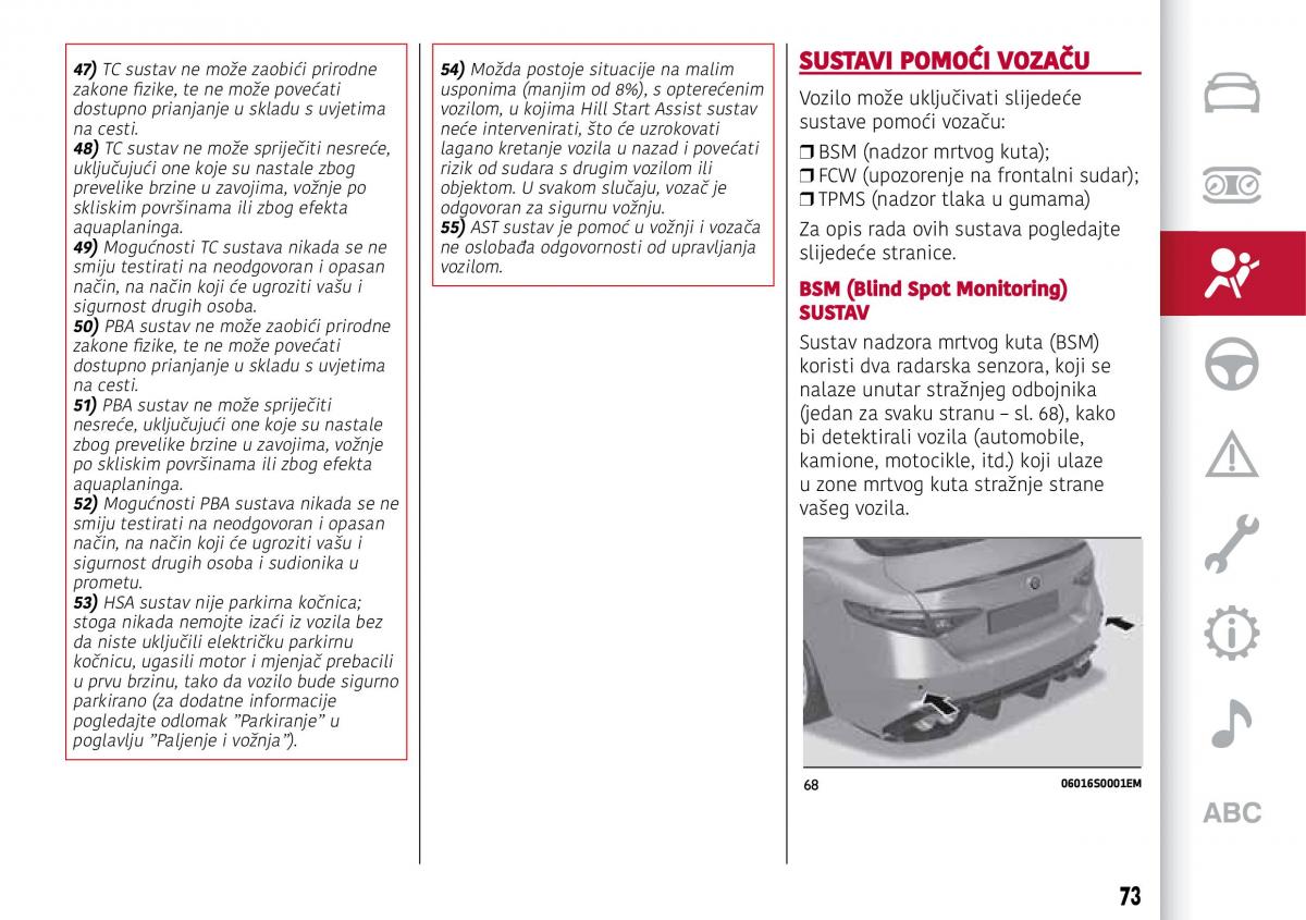 Alfa Romeo Giulia vlasnicko uputstvo / page 75