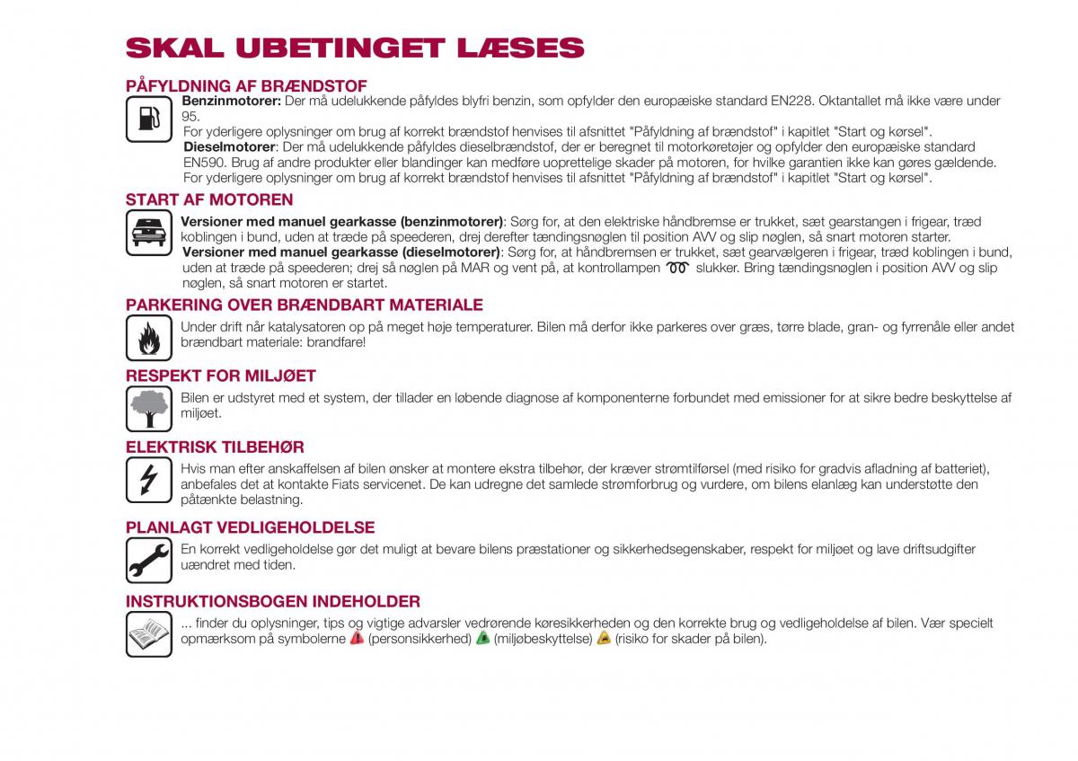 Fiat Tipo combi Bilens instruktionsbog / page 4