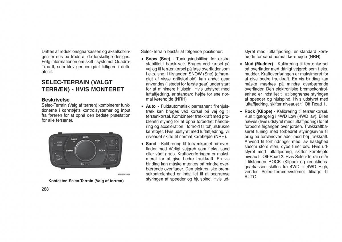 Jeep Grand Cherokee WK2 WH2 Bilens instruktionsbog / page 292