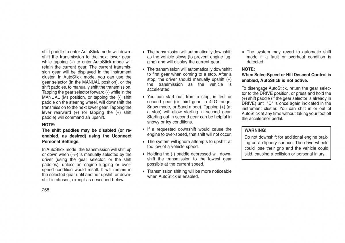 Jeep Grand Cherokee WK2 WH2 owners manual / page 272