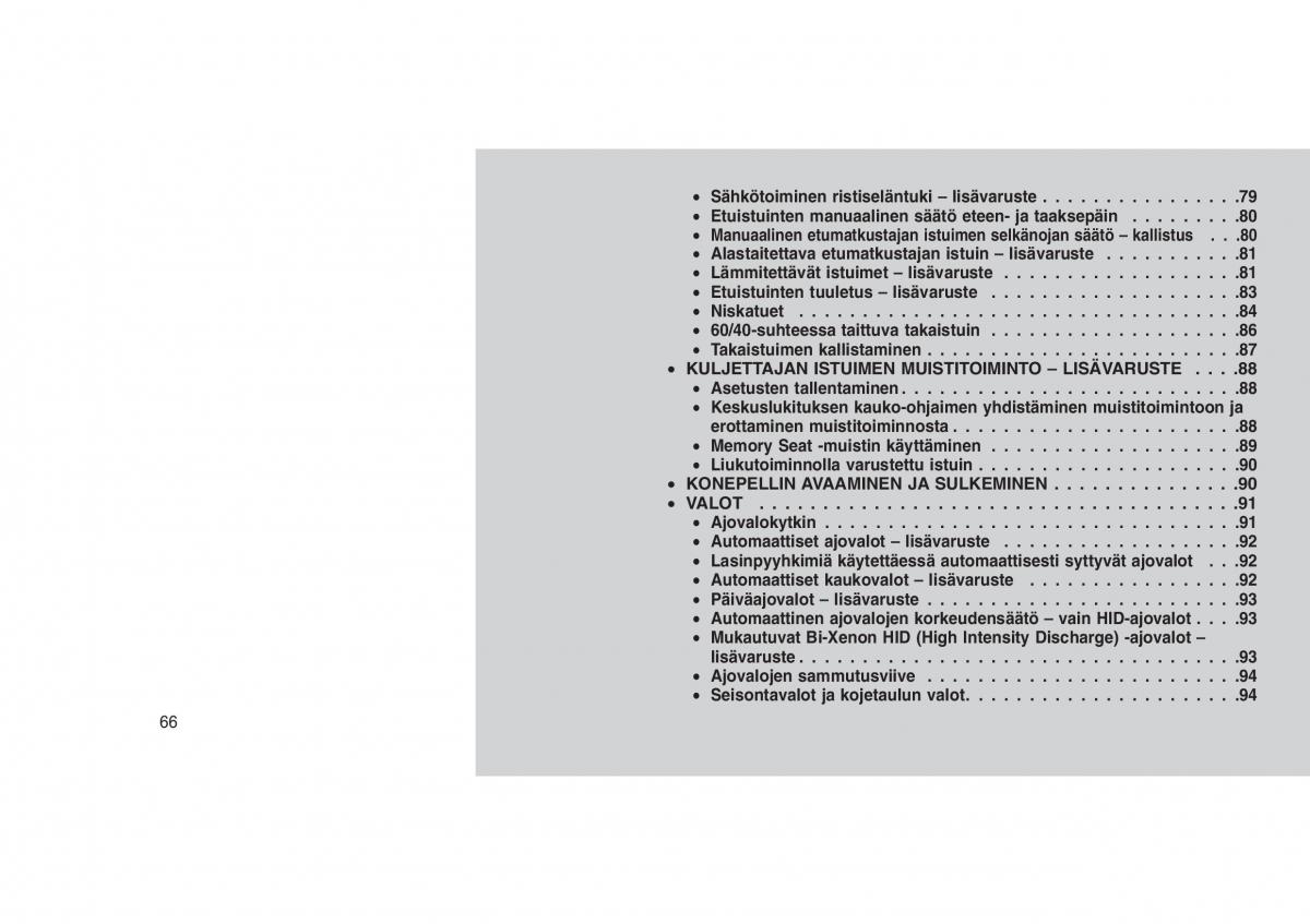 Jeep Grand Cherokee WK2 WH2 omistajan kasikirja / page 70