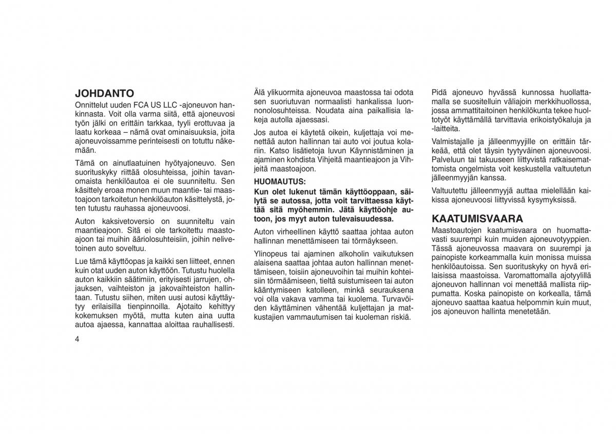 Jeep Grand Cherokee WK2 WH2 omistajan kasikirja / page 8