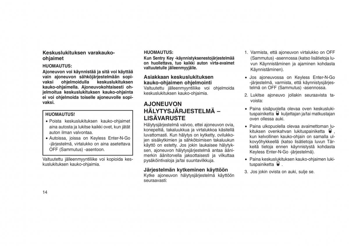Jeep Grand Cherokee WK2 WH2 omistajan kasikirja / page 18