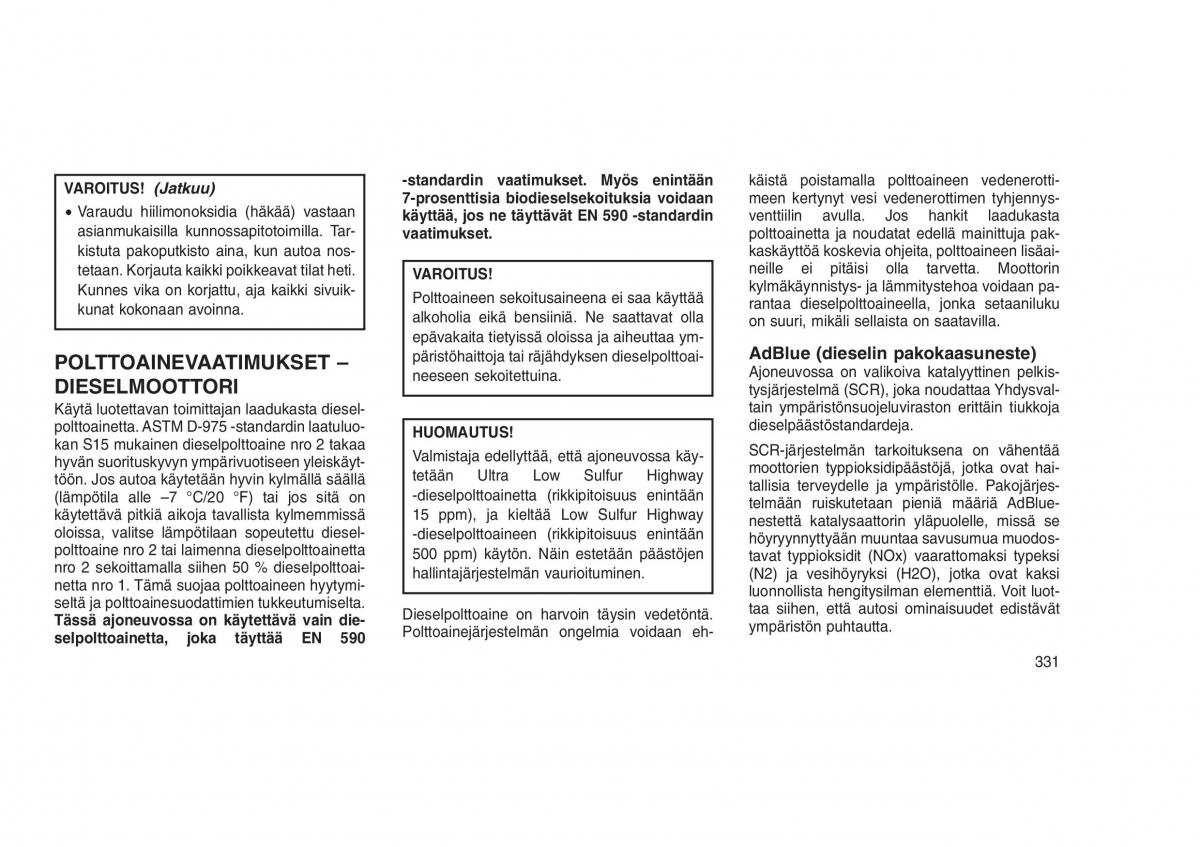 Jeep Grand Cherokee WK2 WH2 omistajan kasikirja / page 335