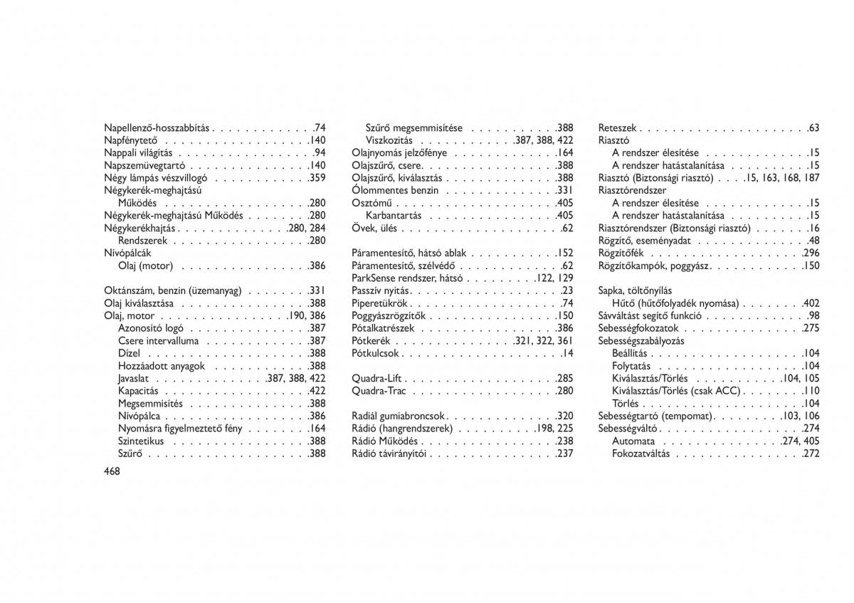 Jeep Grand Cherokee WK2 WH2 Kezelesi utmutato / page 472
