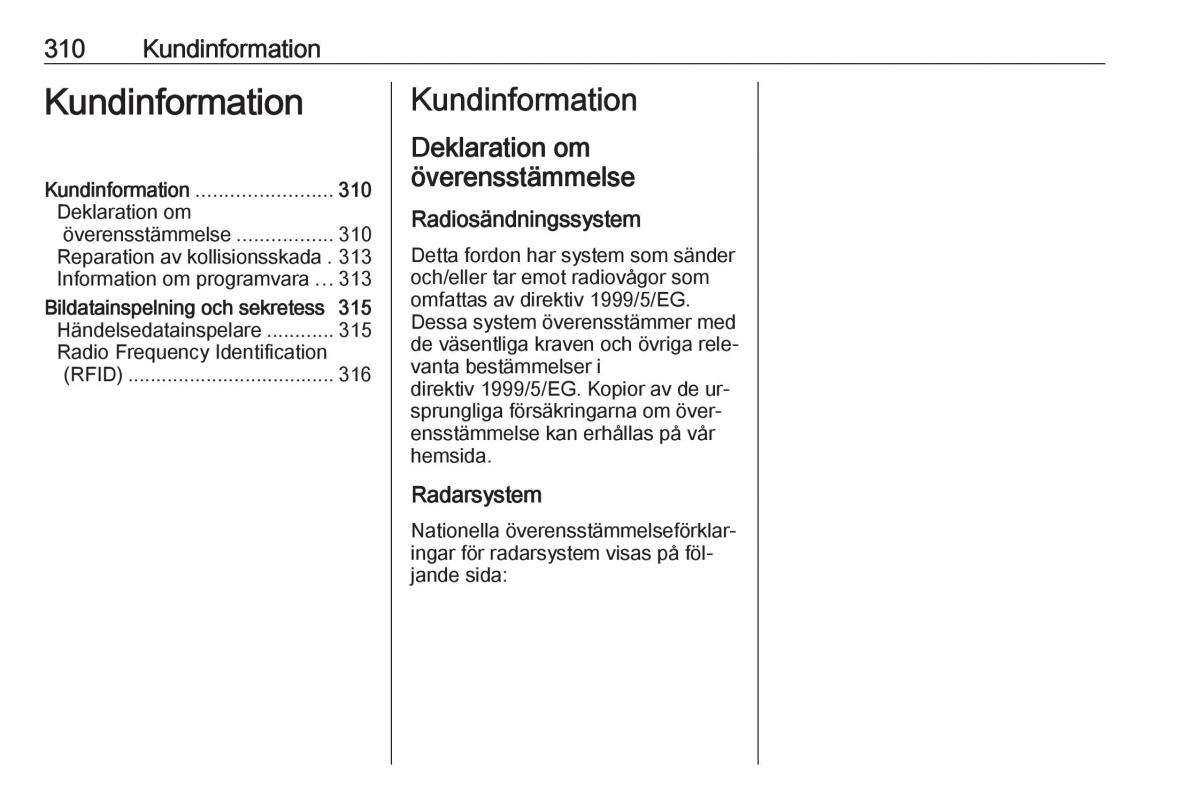 Opel Insignia A instruktionsbok / page 312