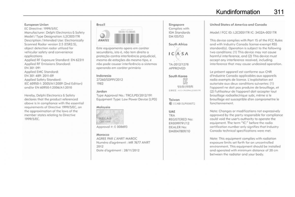 Opel Insignia A instruktionsbok / page 313