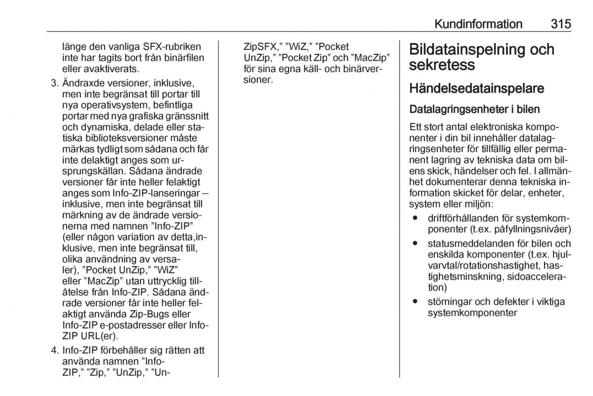 Opel Insignia A instruktionsbok / page 317