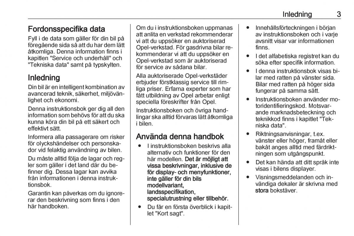 Opel Insignia A instruktionsbok / page 5