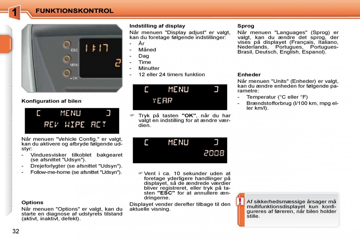 Peugeot 207 Bilens instruktionsbog / page 15